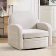 thumbnail image 3 of Bonzy Home 360° Swivel Accent Chair, Upholstered Chenille Armchair with Thick Cushion & Curved armrest, Single Lounge Chair for Living Room Bedroom Study Office, Beige, 3 of 7