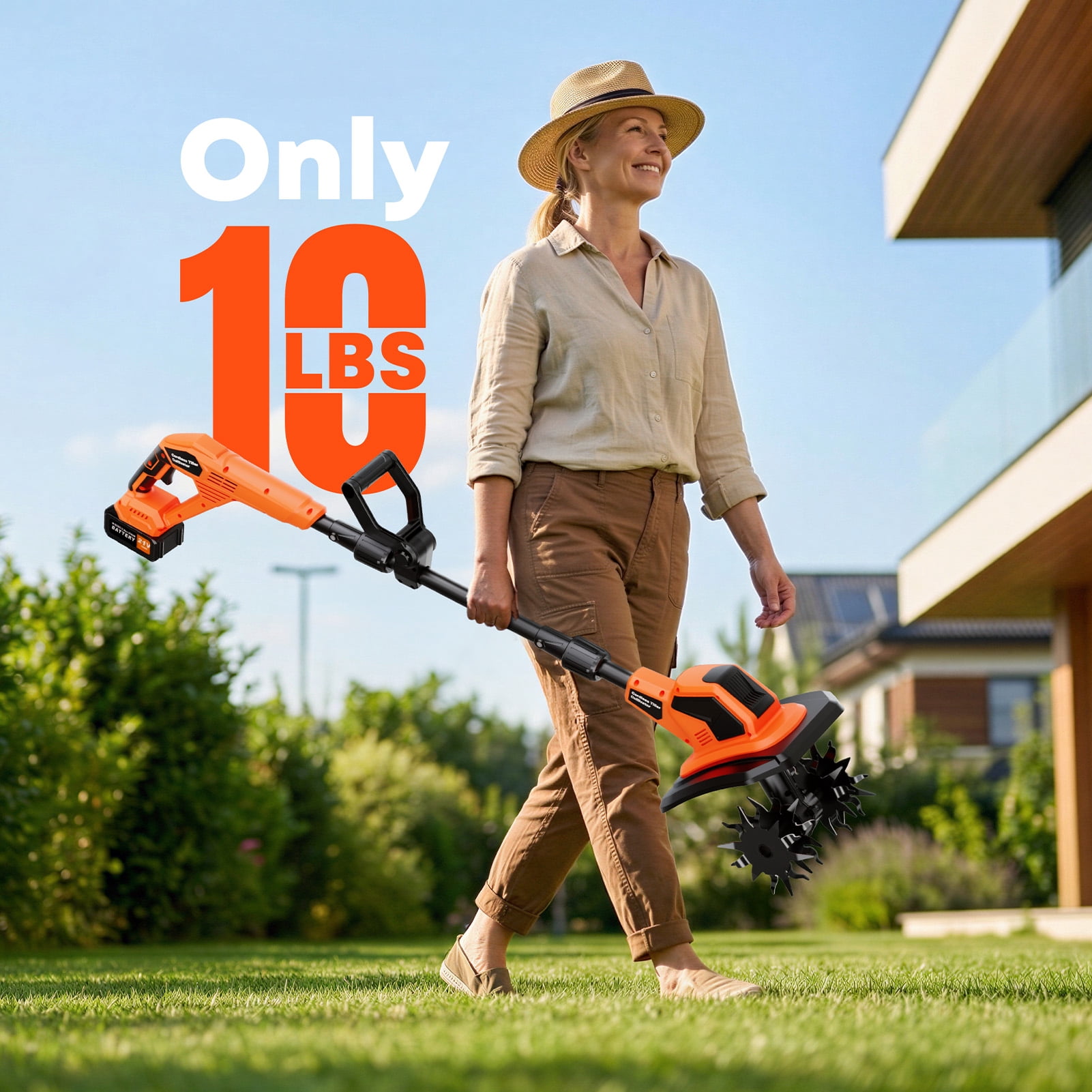 Tanbaby Cordless Electric Tiller, 360RPM Garden Tiller Cultivator, Battery Powered Rototiller with 2 * 4.0Ah Batteries, 9" Width, 6.7" Depth for Weeding, Gardening & Soil Cultivation