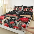 thumbnail image 3 of jejeloiu Red Mushroom Bed Sheets,Rustic Fungus Plants King Sheets,White Flowers Daisy Sheet Set For Girls Kids,Ultra Soft Home Decor,4 Pieces, 3 of 7