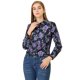 thumbnail image 1 of Camisa de oficina Allegra K de manga larga con blusa formal informal estampada para mujer Morado Floral XS, 1 of 6