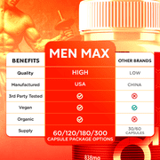 Men Max Advanced Formula Pills All Natural Vitamin Supplement MenMax 180 Capsules