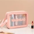 thumbnail image 2 of Toiletry Bag 3 Pcs Makeup Pouch Makeup Bag Clear Plastic Cosmetic Bag with Zipper Travel Toiletry Bag Pink Saoqi, 2 of 10