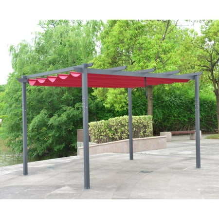 pergola canopy aleko retractable burgundy aluminum ft outdoor