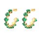 thumbnail image 1 of Nvzi Pendientes de acero inoxidable con circonita cúbica, pendientes sencillos y modernos de acero de titanio con diamantes de imitación de arcoíris (verde), 1 of 3