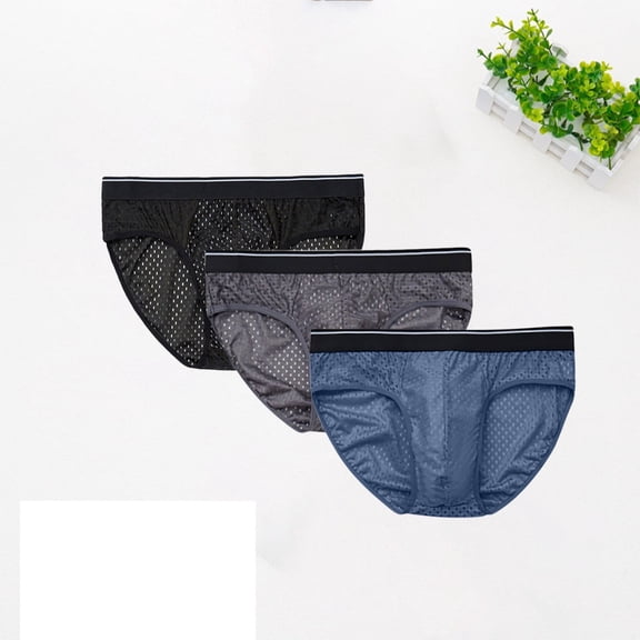 L-5X Plus Size Underwear for Men Big and Tall 3 Pack Lightweight Breathable Hollow-Out Mid Waisted Casual Color-Block Multipack Briefs Clearance