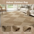 thumbnail image 6 of SIXHOME 8'x10' Outdoor Rugs, Bohemian Geometry Patio Rug, Indoor Outdoor Polypropylene Weave Textured Carpet, Water-Resistant, Quick-Dry Rug for Porch, Balcony, RV, Garden, Neutral Brown, 6 of 9