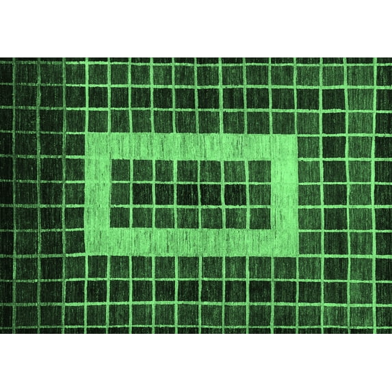 Ahgly Company Indoor Rectangle Abstract Emerald Green Modern Area Rugs, 8' x 12'