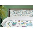 thumbnail image 5 of Ambesonne Unicorn Cat Duvet Cover Set, Girls Pattern with Hearts Stars Flowers Ice Cream Funny, Decorative 3 Piece Bedding Set with 2 Pillow Shams, Queen Size, Blue, 5 of 7