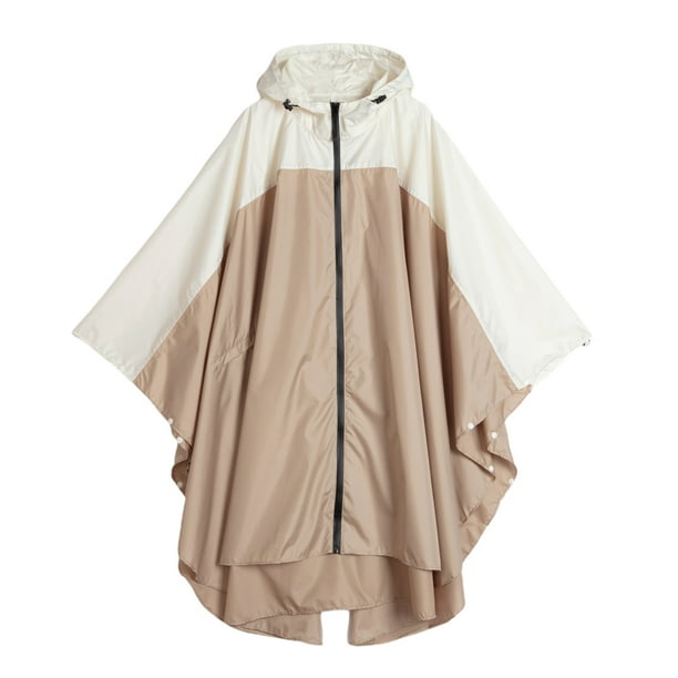 Chubasquero Impermeable Hugo Poncho Larga con Bolsillos Beige