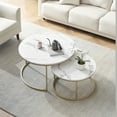 thumbnail image 2 of Round Nesting Coffee Table Set with 31.5 in White Faux Marble Top and Golden Legs Modern Style for living room, 2 of 8