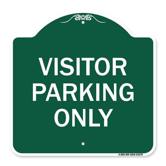 SignMission A-DES-GW-1818-23376 18 x 18 in. Designer Series Sign - Parking Reserved Sign Visitor Parking Only, Green & White
