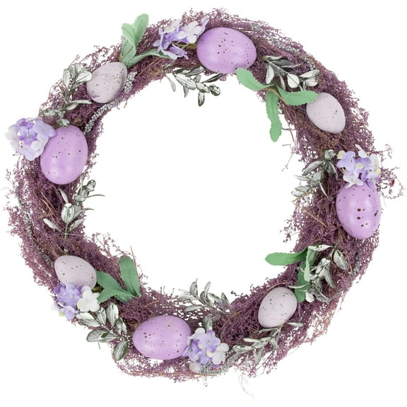 Northlight Speckled Eggs and Florals Small Easter Twig Wreath - 12" - Lavender