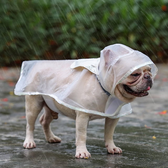 Chubasquero para perros, chaqueta de lluvia ajustable para mascotas con capucha, chaqueta impermeable transparente para perros, poncho de Eva para perros pequeños y medianos