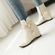 thumbnail image 3 of NECHOLOGY Botas Mujer Adulto Femenino Zapatos Botines mujer Botas altas con tacón de cuña y de de imitación de cuero de color sólido a la moda para mujer (Beige, 6.5), 3 of 7