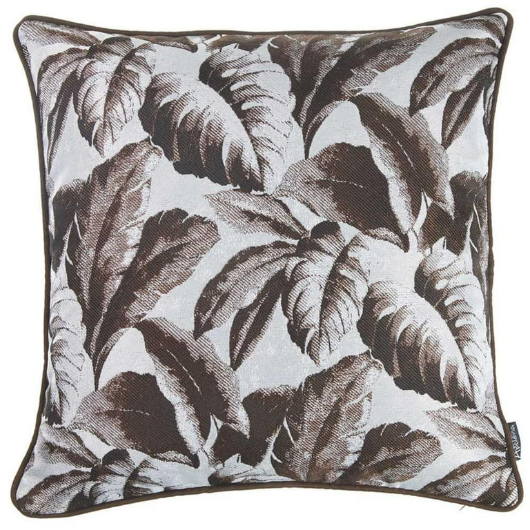Gray Jacquard Tropical Leaf Decorative Throw Pillow Cover Gray Jacquard Tropical Leaf Decorative Throw Pillow Cover
