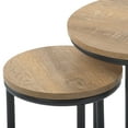 thumbnail image 7 of CorLiving Fort Worth Light Brown Faux Wood Grain Finish Engineered Wood Round Tall Nesting Side Tables with Black Steel Base, 7 of 7