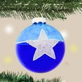 thumbnail image 3 of Craftoutlet.Com Star Ball Ornament - One Ball Ornament 3.5 Inch, Glass - Translucent Christmas 58024-Teal, 3 of 3