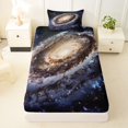thumbnail image 3 of Manfei Vintage Spiral Galaxy Twin Sheets,Celestial Stars Bedding,Silver Brown Blue,3 Pieces,1 Flat Sheet,1 Fitted Sheet and 1 Pillowcase, 3 of 6