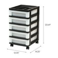 thumbnail image 2 of IRIS 5-Drawer Narrow Plastic Storage Drawer Cart with Organizer Top, Black, 2 of 7