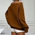 thumbnail image 4 of Women's Basic Solid Color Off Shoulder Sweatshirt Loose Long Sleeve Y2K Asymmetrical Outfit Tops with Pocket Brown XL, 4 of 7