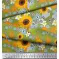 thumbnail image 3 of Soimoi Poly Georgette Fabric Leaves & Sunflower Floral Print Fabric by The Yard 42 Inch Wide, 3 of 3