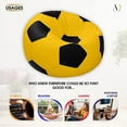 thumbnail image 4 of Ample Decor Soccer Leatherette Bean Bag Cover (Filler Not Included), Double Stitched, Ideal for Children and Teenagers - Yellow & Black, 4 of 6