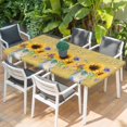 thumbnail image 2 of Sunflower Table Cloths for 6 Foot Rectangle Tables, Yellow Flowers Summer Botanical Farmhouse Patio Waterproof Elastic Fitted Tablecloths, Washable Rectangular Table Cover for Camping, 2 of 8