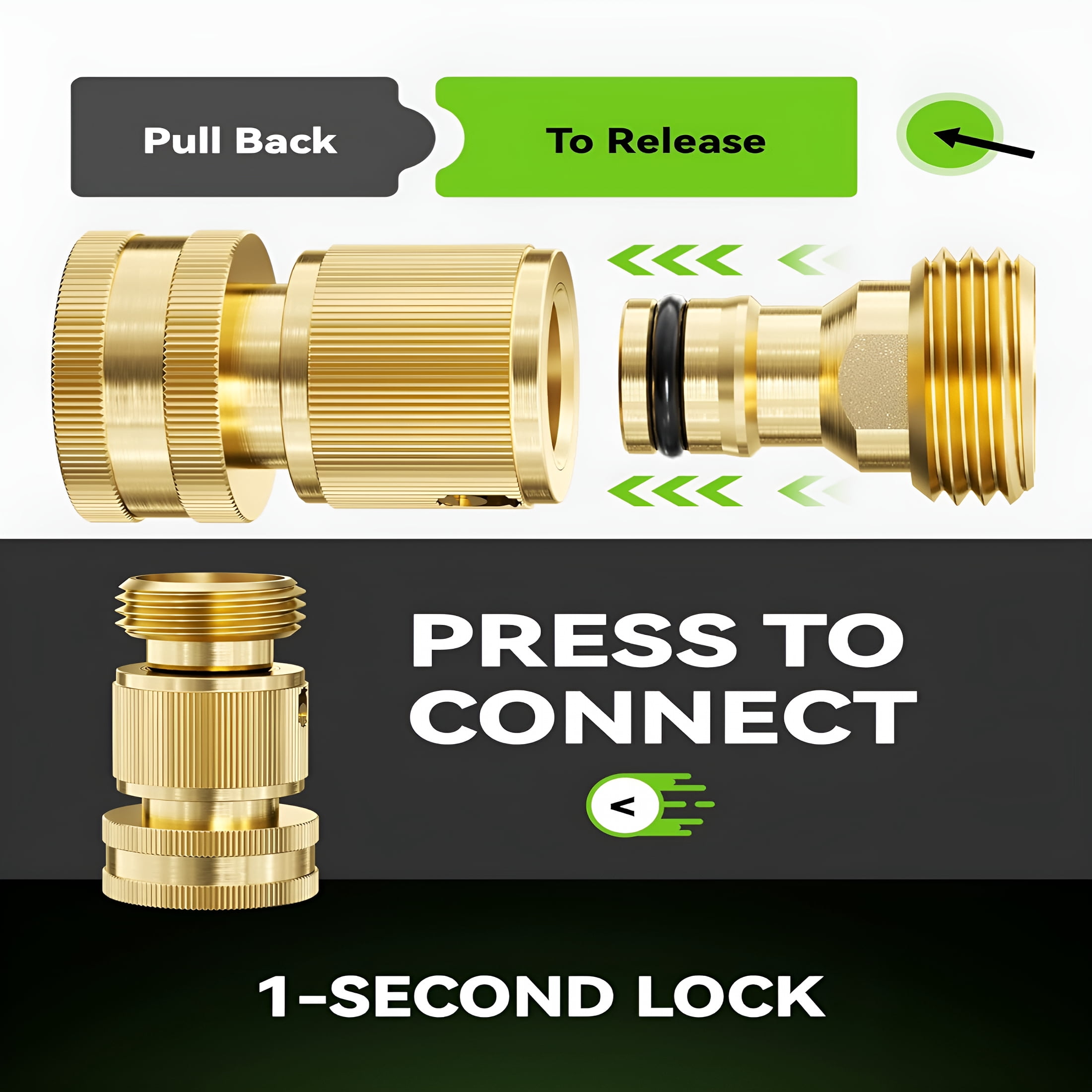 ZHZFKQ RainPoint Quick Connect Hose Fittings 3/4" GHT - Solid Brass Garden Hose Connectors, No-Leak Design & Universal Fit for Instant Connection (4 Sets)