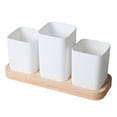 thumbnail image 1 of Soporte para cubiertos de madera con compartimentos para encimera de cocina, granja, 3 compartimentos, 1 of 12