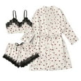 thumbnail image 2 of uublik Women's Robe Pjs Sets 3Pcs Cami Shorts Sleepwear Summer Cute Loungewear White, 2 of 3