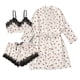 thumbnail image 2 of Batas Lencería Mujer Lindo Estampado de Corazón Satén Bata con Cinturón Camisola Pantalones Cortos Pijamas Mujer Pijamas, 2 of 3