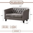 thumbnail image 3 of Husbedom 50 inches Modern Loveseat Sofa, Button Tufted Faux Leather Barrel Loveseat, Mid-century 2 Seater Sofa Couch, Small Loveseat for Small Spaces, Living Room and Bedroom, Light Brown, 3 of 8