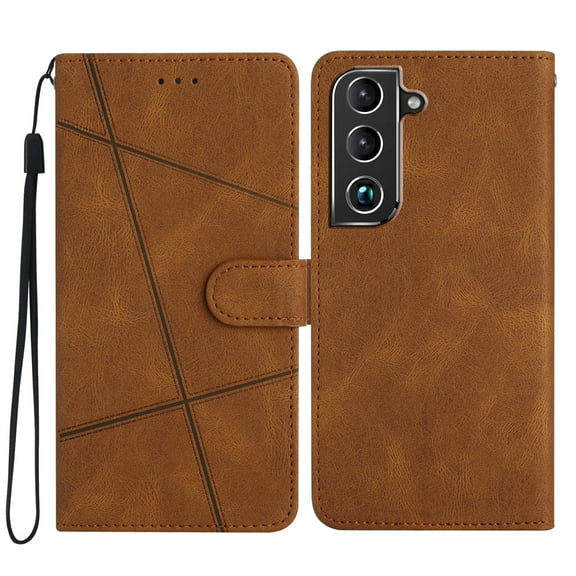 Tarise Galaxy S21 FE 5G Flip Wallet Phone Case, PU Leather Kickstand Wrist Strap Card Holders Shockproof TPU Inner Shell Slim Magnetic Solid Color Case Cover for Samsung Galaxy S21 FE 5G 6.5", Brown