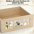 thumbnail image 3 of GVN Wood Retro End Table with Mirrored Glass Drawer and Open Storage Shelf-Natural, 3 of 10