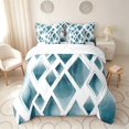 thumbnail image 3 of Manfei Watercolor Diamond Geometric King Bedding, Teal Metalic King Bed in a Bag, Teal White, Reversible 7 Pieces, 3 of 6