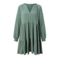 thumbnail image 4 of TSADFHJI Jupes pour Femmes Robe Longue en Tricot Boho Manches Courtes Col Rond avec Poches Robe Décontractée Imprimée Col Rond Robes de Printemps m Vert, 4 of 8