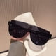 thumbnail image 2 of Gafas de sol modernas con montura grande y lentes integradas para mujer, gafas de sol con máscaras para fotos callejeras marrones que adelgazan para hombres, 2 of 5