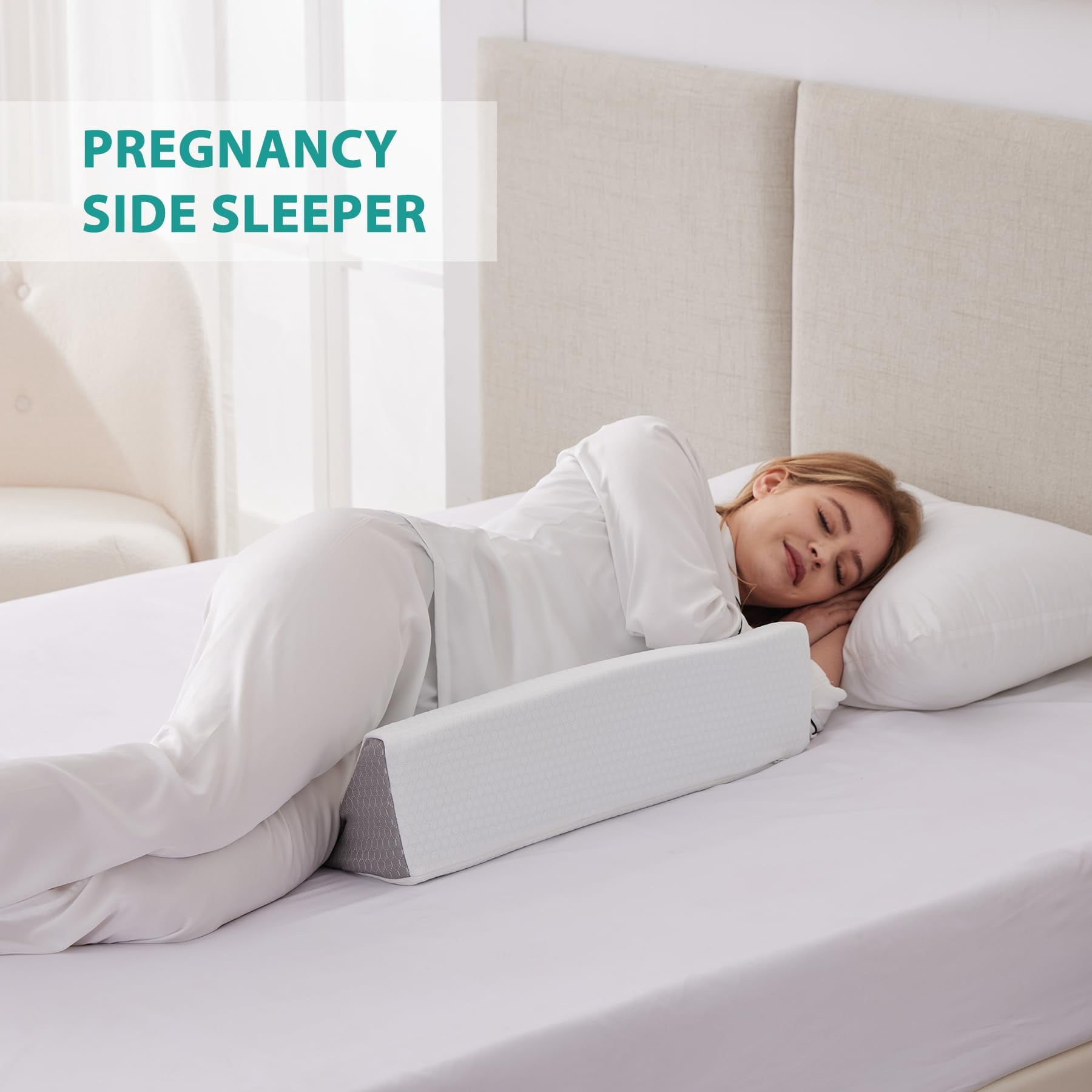 Wedge Pillow For Side Sleeping  Comfort Foam Sleeper Bed Wedges & Body Positioners After Support Preventing White/grey