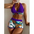 thumbnail image 6 of 2024 Halter Bikini Set Short Swimsuit Women High Waist Swimwear Female Printed Bathers Swimming Bathing Swim Suit Beachwear, 6 of 7