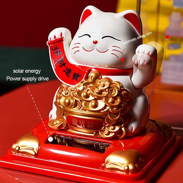 3.15 Inch Solar Waving Beckoning Cat Car Bonsai Decoration Front