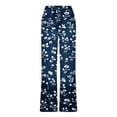 thumbnail image 6 of XUNKUSGA Pants for Women Fashion Faux Denim Floral Wide Leg Pants Classic High Waist Baggy Boyfriends Straight Leg Women's Pants with Pockets,Blue,XL, 6 of 6