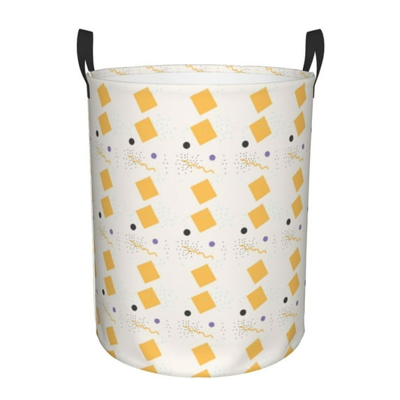 DouZhe Waterproof Collapsible Large Laundry Baskets, Colorful Memphis Elements Prints Circular Hamper with Handles