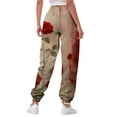 thumbnail image 7 of felwors Women's Halloween Print Sweatpants 2025 High Waisted Joggers with Pockets Elastic Lounge Pants Khaki, S, 7 of 7