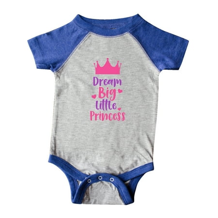 

Inktastic Dream Big Little Princess Crown - Pink Purple Gift Baby Girl Bodysuit