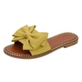 thumbnail image 3 of Domuza Women's Bow Knot Slides Open Toe Flat Sandals 2026 Summer Slip On Slippers Yellow 7.5（EU-39）, 3 of 5