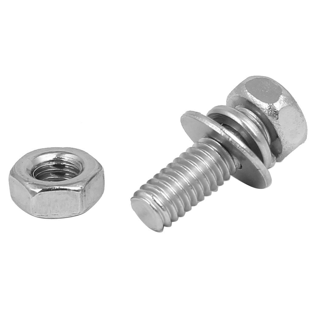 M4 x 12mm 304 Stainless Steel Phillips Hex Head Bolts Nuts w Washers 25