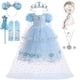 thumbnail image 2 of Disfraz de Elsa y Reina de la nieve de Frozen para niños, capa larga extraíble, Hada de Halloween, vestido de fiesta de princesa con volantes de lentejuelas, 2023 Fivean unisex, 2 of 2