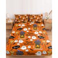 thumbnail image 2 of Full Size Fitted Sheet Set - Purple Halloween 3 Piece Bedding Sets 16" Deep Pocket Fitted Sheet with 2 Pillowcases, Pumpkins Cat Ghost Black Bat Brushed Microfiber Hotel Luxury Bed Sheets, 2 of 9