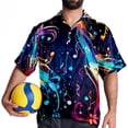 thumbnail image 4 of Note Men's Casual Printed Poplin Short Sleeve Button Down Beach Shirt with Spread Collar Top, 4 of 6
