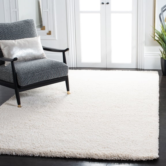 SAFAVIEH Milan Harlow Solid Plush Shag Area Rug, Ivory, 3' x 3' Square - Modern Design, Ivory, Non-Shedding & Easy Cleaning, Ultra Plush Thick Pile, Ideal for Living Room, Bedroom